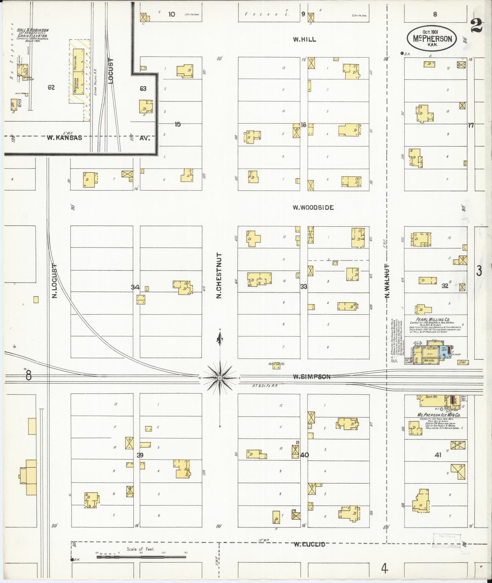 Sanborn Fire Insurance Map from Mcpherson, Mcpherson County, Kansas (1901), Sheet #0002 - Complete Map Set gallery image, historic Sanborn map, vintage wall art, Kansas Kansas