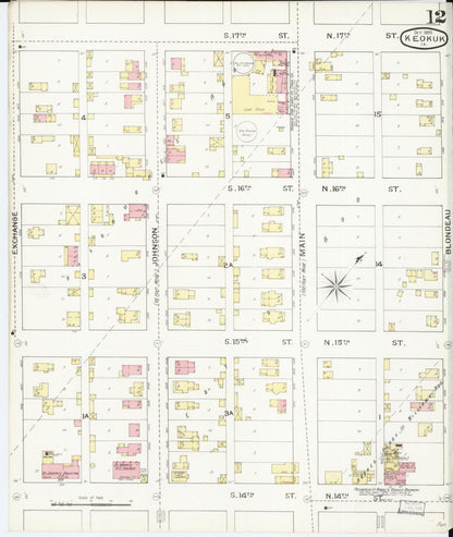 Sanborn Fire Insurance Map from Keokuk, Lee County, Iowa (1893), Sheet #0012 - Historic Sanborn Fire Insurance Map Print