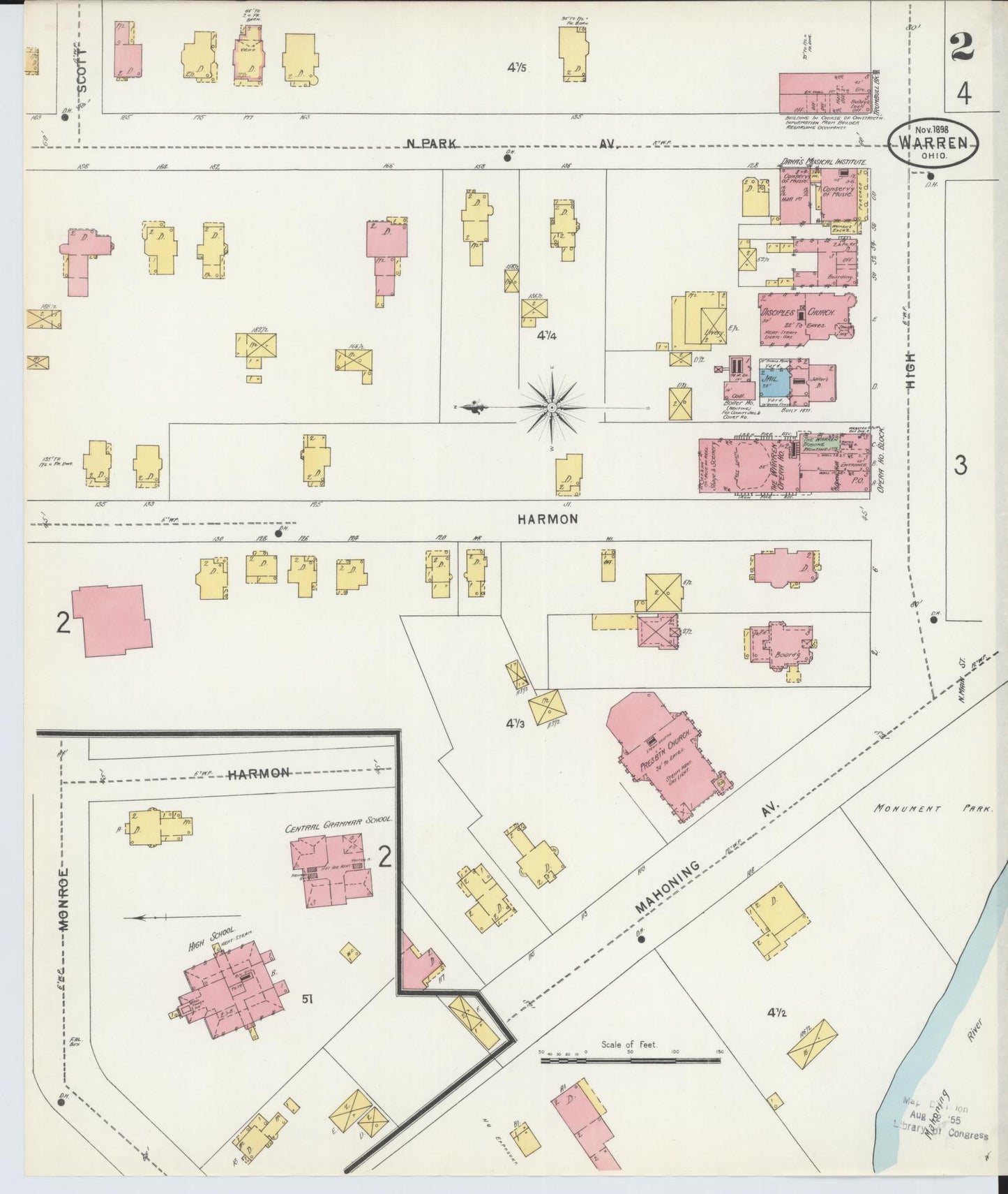 Sanborn Fire Insurance Map from Warren, Trumbull County, Ohio (1898), Sheet #0002 - Complete Map Set gallery image, historic Sanborn map, vintage wall art, Ohio Ohio