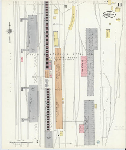 Sanborn Fire Insurance Map from Woodlawn, Beaver County, Pennsylvania (1911), Sheet #0011 - Complete Map Set gallery image, historic Sanborn map, vintage wall art, Pennsylvania Pennsylvania
