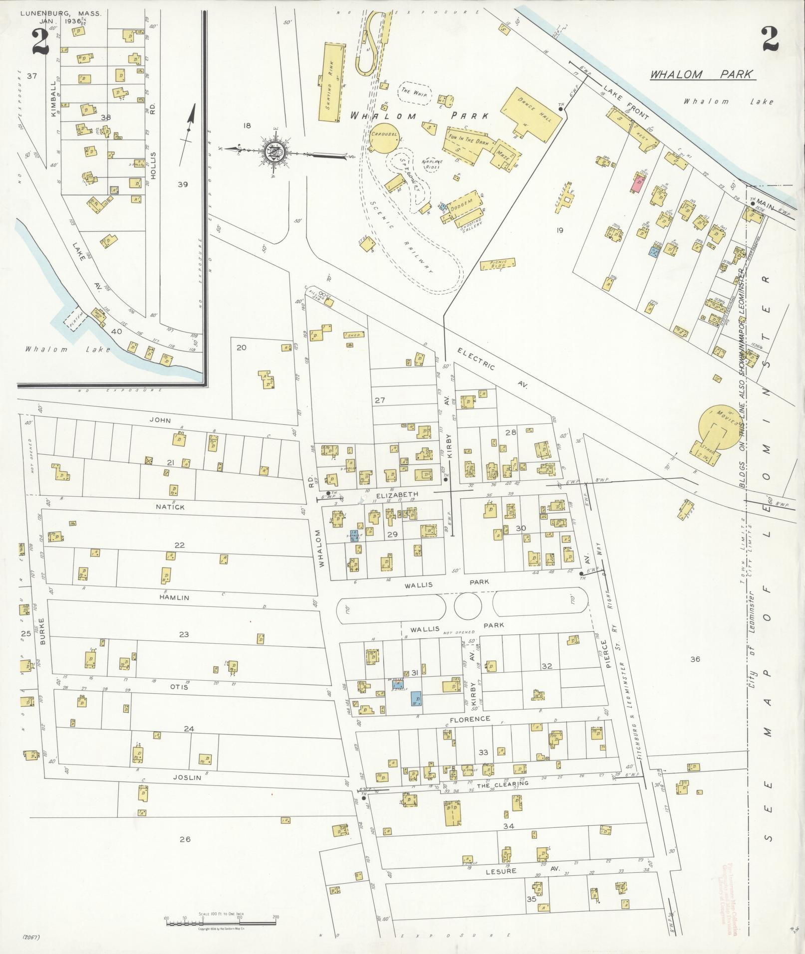 Sanborn Fire Insurance Map from Lunenburg, Worcester County, Massachusetts (1936), Sheet #0002 - Complete Map Set gallery image, historic Sanborn map, vintage wall art, Massachusetts Massachusetts