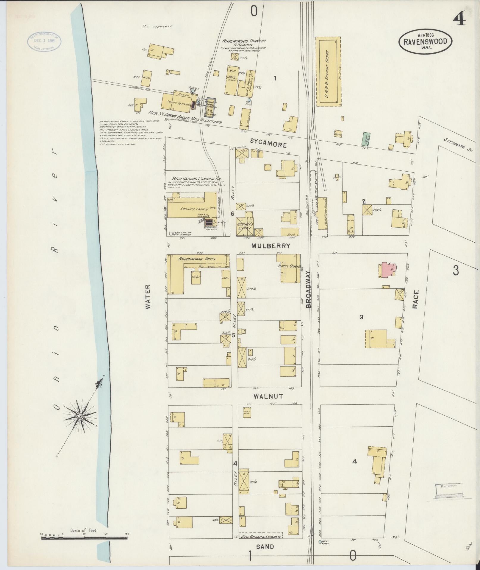 Sanborn Fire Insurance Map from Ravenswood, Jackson County, West Virginia (1898), Sheet #0004 - Complete Map Set gallery image, historic Sanborn map, vintage wall art, West Virginia West Virginia