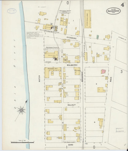 Sanborn Fire Insurance Map from Ravenswood, Jackson County, West Virginia (1898), Sheet #0004 - Complete Map Set gallery image, historic Sanborn map, vintage wall art, West Virginia West Virginia