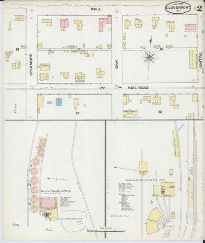 Sanborn Fire Insurance Map from Cloverport, Breckinridge County, Kentucky (1892), Sheet #0002 - Complete Map Set gallery image, historic Sanborn map, vintage wall art, Kentucky Kentucky