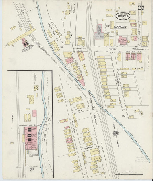 Sanborn Fire Insurance Map from Tarentum, Allegheny County, Pennsylvania (1914), Sheet #0027 - Historic Sanborn Fire Insurance Map Print, vintage old map wall art, antique decor, genealogy gift, Pennsylvania Pennsylvania map