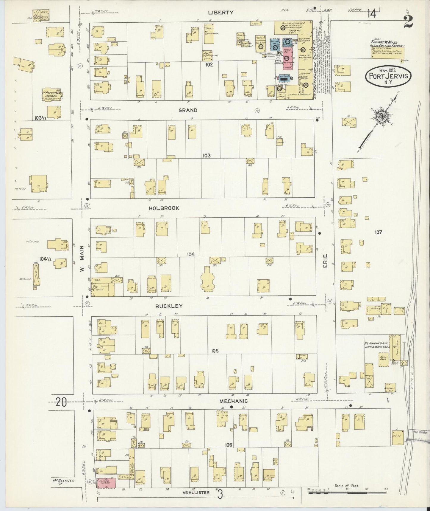 Sanborn Fire Insurance Map from Port Jervis, Orange County, New York (1912), Sheet #0002 - Historic Sanborn Fire Insurance Map Print, vintage old map wall art, antique decor, genealogy gift, New York New York map