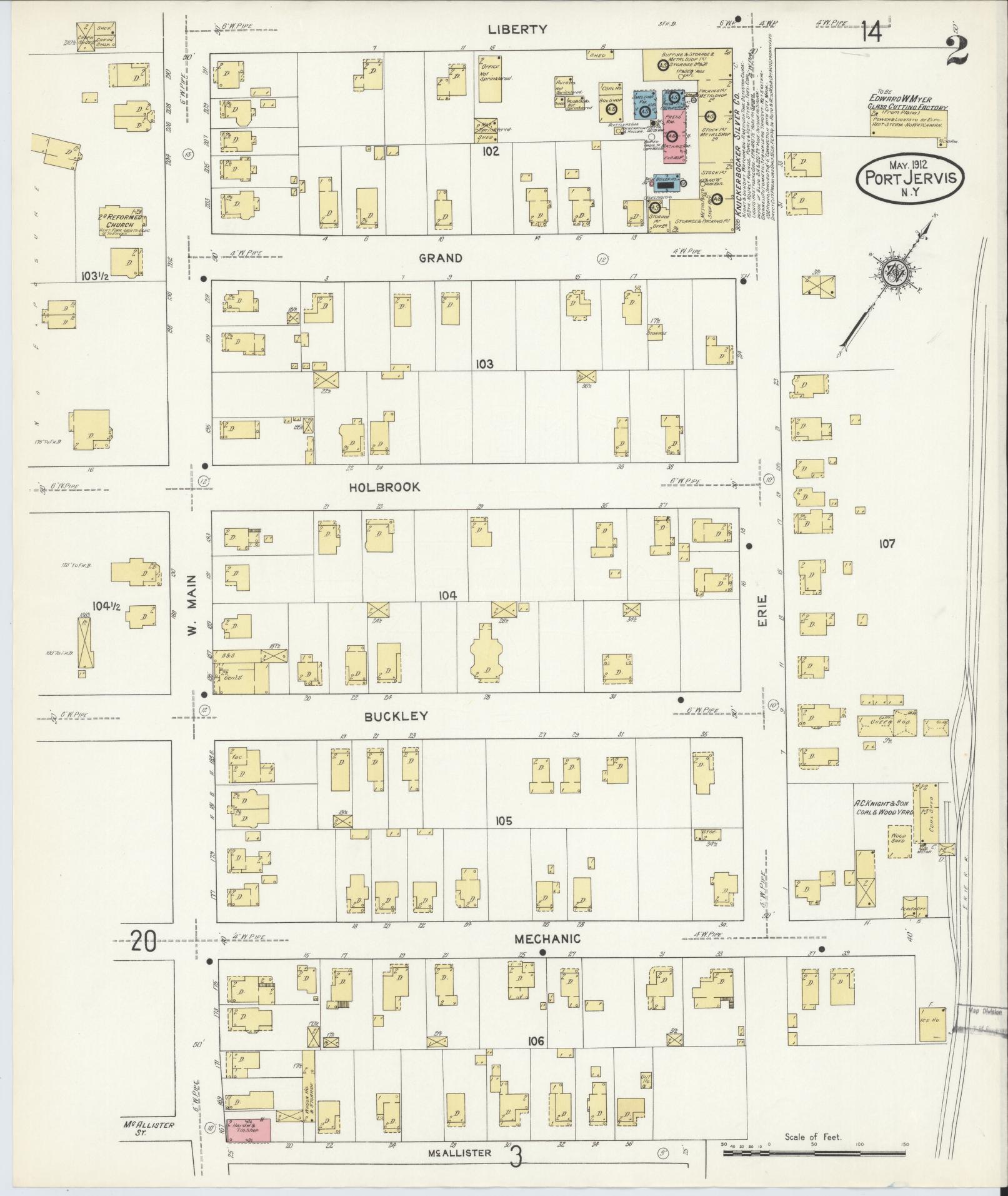Sanborn Fire Insurance Map from Port Jervis, Orange County, New York (1912), Sheet #0002 - Historic Sanborn Fire Insurance Map Print, vintage old map wall art, antique decor, genealogy gift, New York New York map