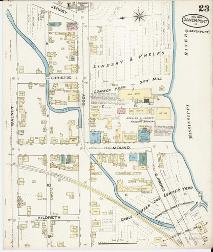 Sanborn Fire Insurance Map from Davenport, Scott County, Iowa (1886), Sheet #0023 - Historic Sanborn Fire Insurance Map Print