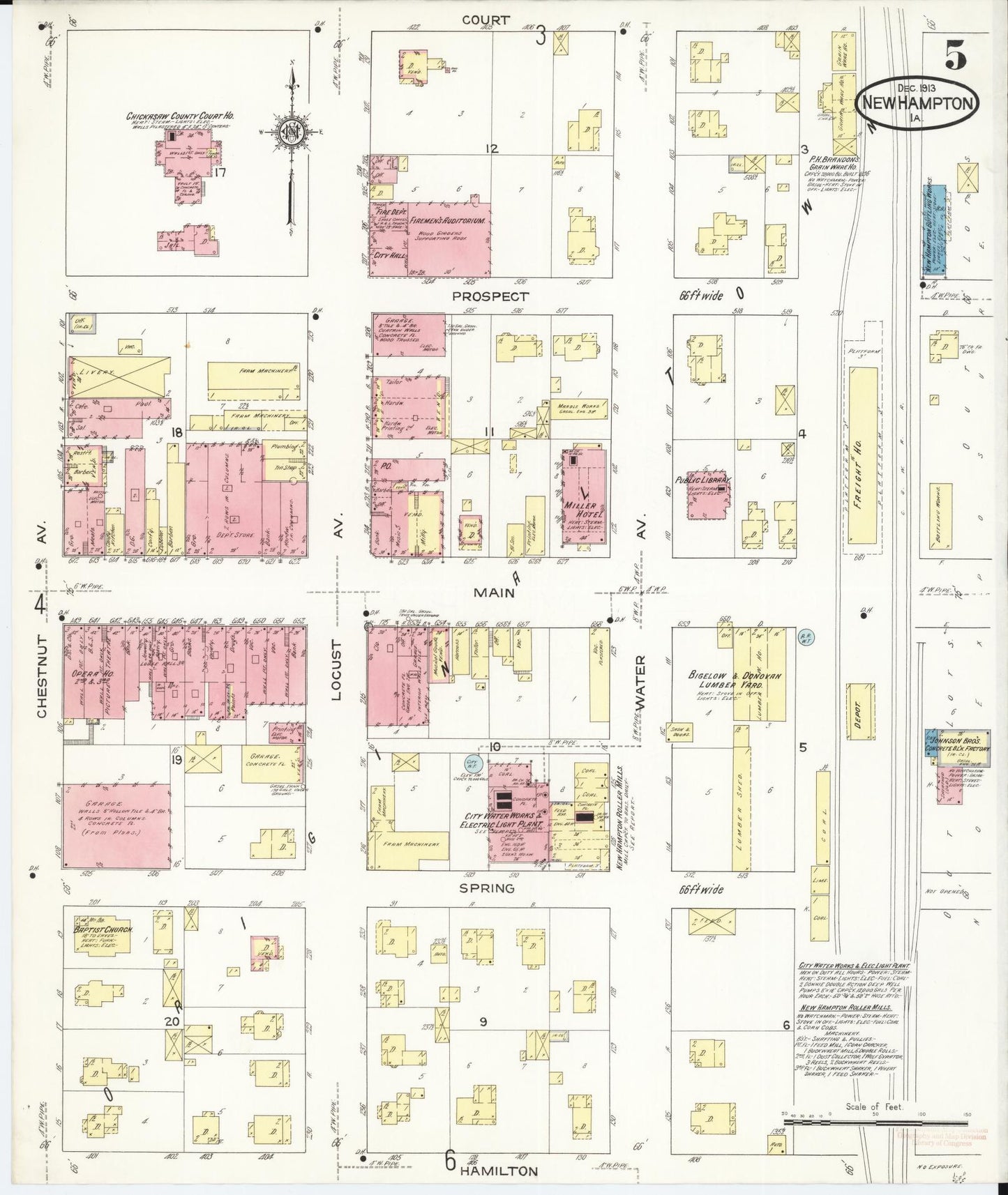 Sanborn Fire Insurance Map from New Hampton, Chickasaw County, Iowa (1913), Sheet #0005 - Historic Sanborn Fire Insurance Map Print
