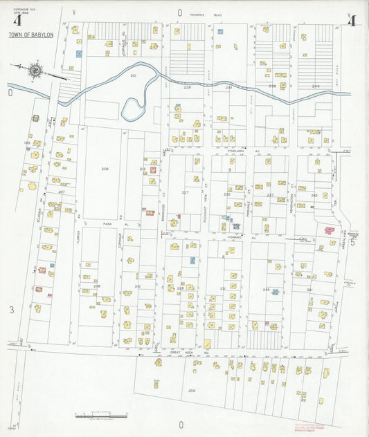 Sanborn Fire Insurance Map from Copiague, Suffolk County, New York (1948), Sheet #0004 - Historic Sanborn Fire Insurance Map Print, vintage old map wall art, antique decor, genealogy gift, New York New York map
