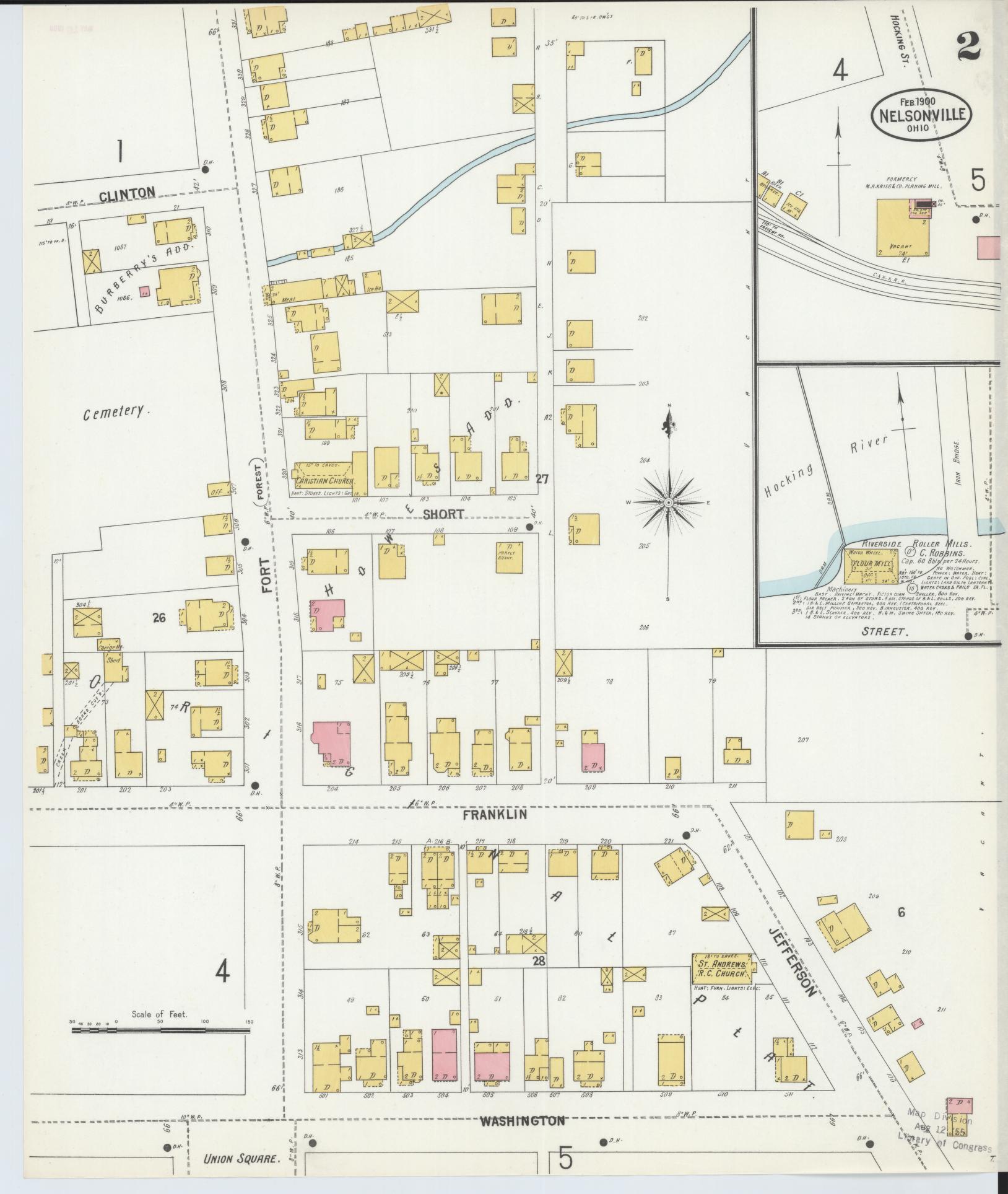 Sanborn Fire Insurance Map from Nelsonville, Athens County, Ohio (1900), Sheet #0002 - Complete Map Set gallery image, historic Sanborn map, vintage wall art, Ohio Ohio