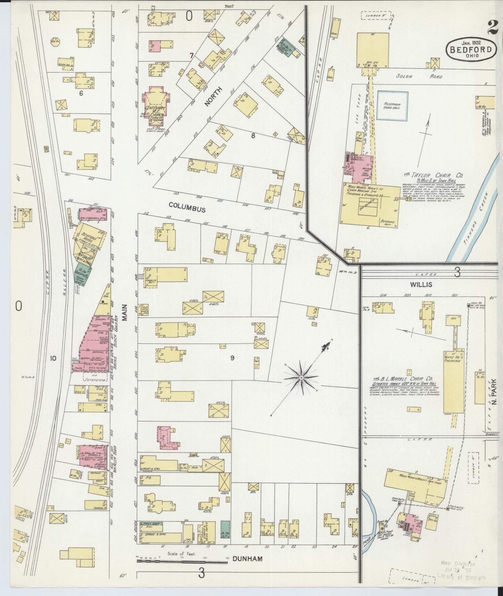 Sanborn Fire Insurance Map from Bedford, Cuyahoga County, Ohio (1902), Sheet #0002 - Complete Map Set gallery image, historic Sanborn map, vintage wall art, Ohio Ohio