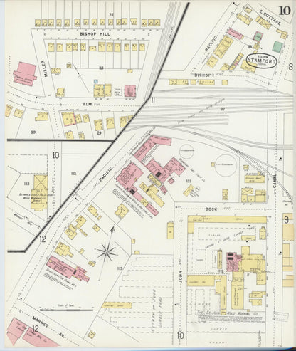 Sanborn Fire Insurance Map from Stamford, Fairfield County, Connecticut (1896), Sheet #0010 - Complete Map Set gallery image, historic Sanborn map, vintage wall art, Connecticut Connecticut
