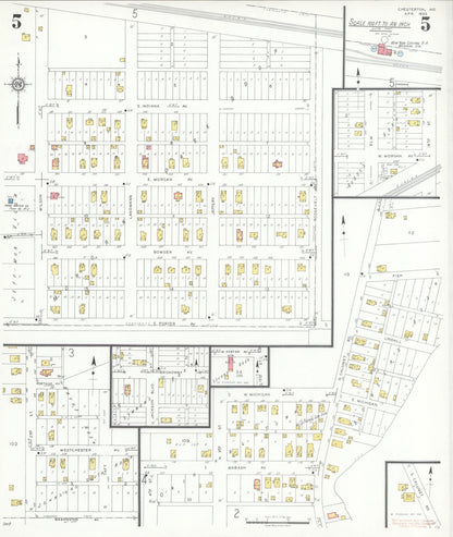 Sanborn Fire Insurance Map from Chesterton, Porter County, Indiana (1935), Sheet #0005 - Historic Sanborn Fire Insurance Map Print, vintage old map wall art, antique decor, genealogy gift, Indiana Indiana map