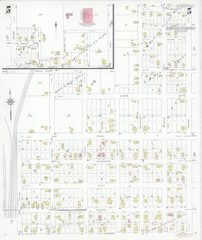 Sanborn Fire Insurance Map from Sullivan, Moultrie County, Illinois (1932), Sheet #0005 - Historic Sanborn Fire Insurance Map Print, vintage old map wall art, antique decor, genealogy gift, Illinois Illinois map