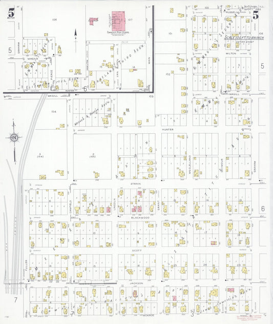 Sanborn Fire Insurance Map from Sullivan, Moultrie County, Illinois (1932), Sheet #0005 - Historic Sanborn Fire Insurance Map Print, vintage old map wall art, antique decor, genealogy gift, Illinois Illinois map