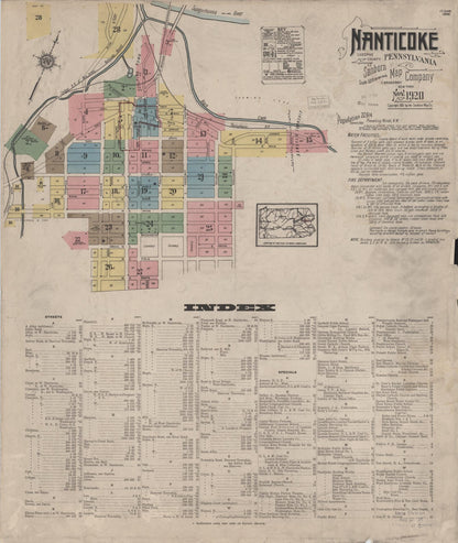 Sanborn Fire Insurance Map from Nanticoke, Luzerne County, Pennsylvania (1920), Sheet #0001 - Complete Map Set gallery image, historic Sanborn map, vintage wall art, Pennsylvania Pennsylvania