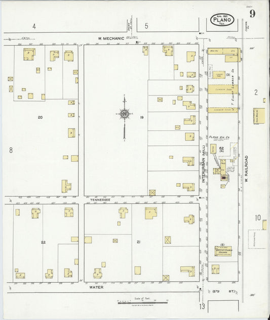 Sanborn Fire Insurance Map from Plano, Collin County, Texas (1921), Sheet #0009 - Historic Sanborn Fire Insurance Map Print, vintage old map wall art, antique decor, genealogy gift, Texas Texas map