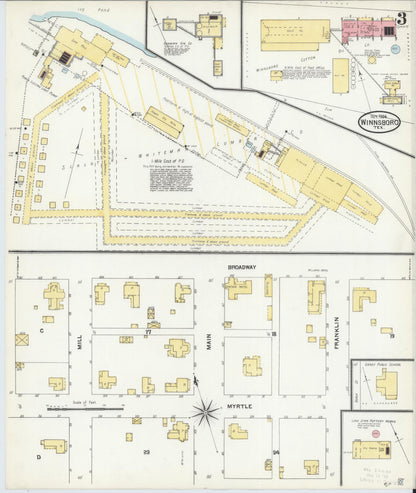 Sanborn Fire Insurance Map from Winnsboro, Wood County, Texas (1904), Sheet #0003 - Complete Map Set gallery image, historic Sanborn map, vintage wall art, Texas Texas