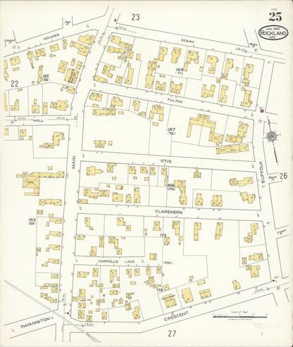 Sanborn Fire Insurance Map from Rockland, Knox County, Maine (1922), Sheet #0025 - Complete Map Set gallery image, historic Sanborn map, vintage wall art, Maine Maine