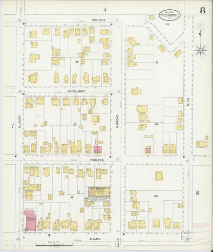 Sanborn Fire Insurance Map from Peekskill, Westchester County, New York (1905), Sheet #0008 - Complete Map Set gallery image, historic Sanborn map, vintage wall art, New York New York