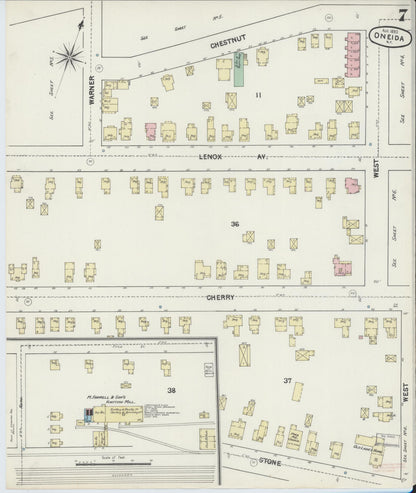 Sanborn Fire Insurance Map from Oneida, Madison County, New York (1890), Sheet #0007 - Complete Map Set gallery image, historic Sanborn map, vintage wall art, New York New York