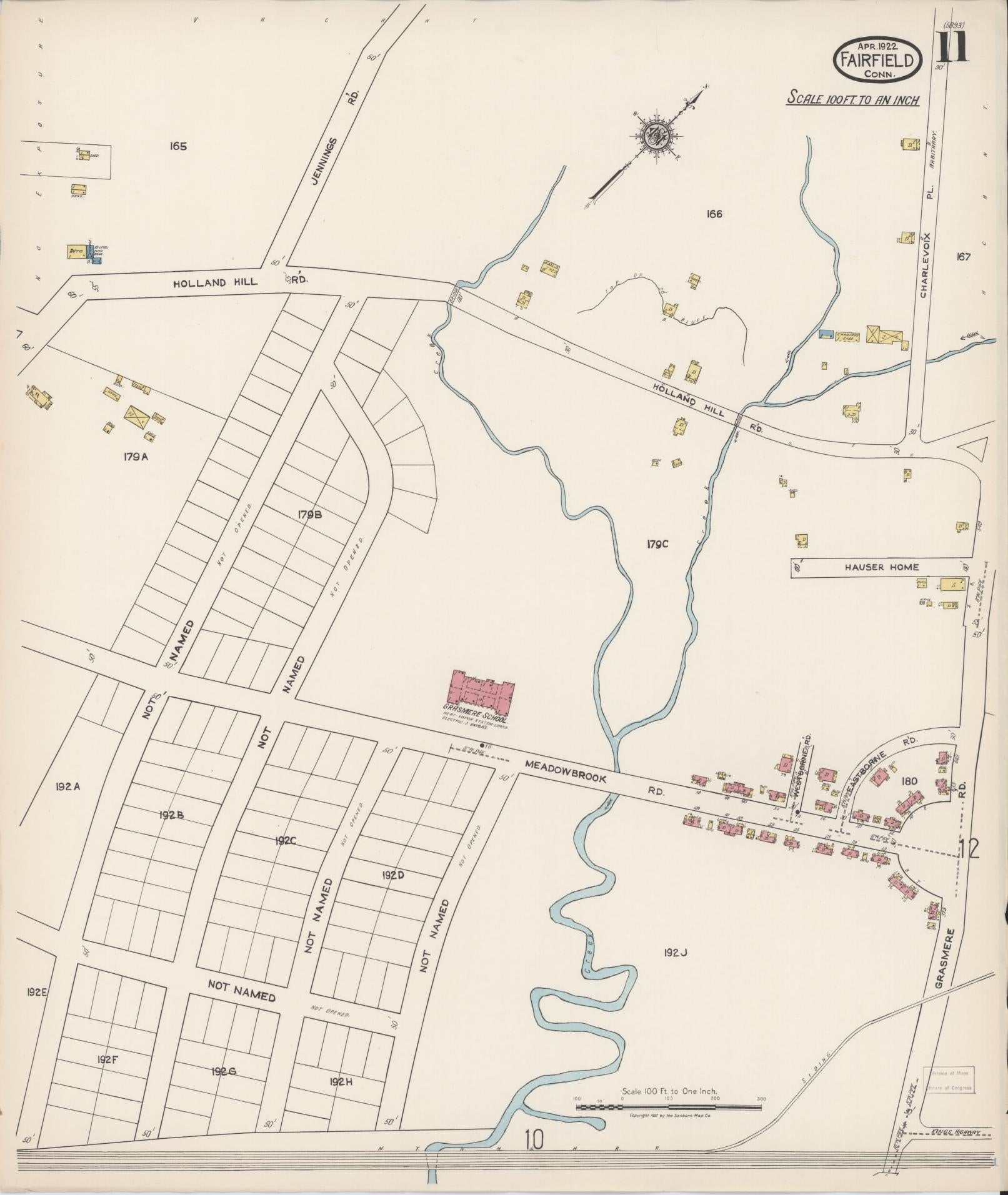 Sanborn Fire Insurance Map from Fairfield, Fairfield County, Connecticut (1922), Sheet #0011 - Complete Map Set gallery image, historic Sanborn map, vintage wall art, Connecticut Connecticut