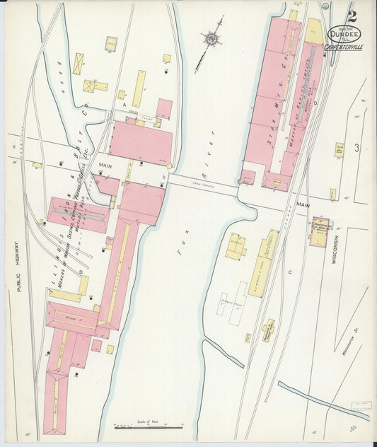 Sanborn Fire Insurance Map from Dundee, Kane County, Illinois (1912), Sheet #0002 - Historic Sanborn Fire Insurance Map Print, vintage old map wall art, antique decor, genealogy gift, Illinois Illinois map