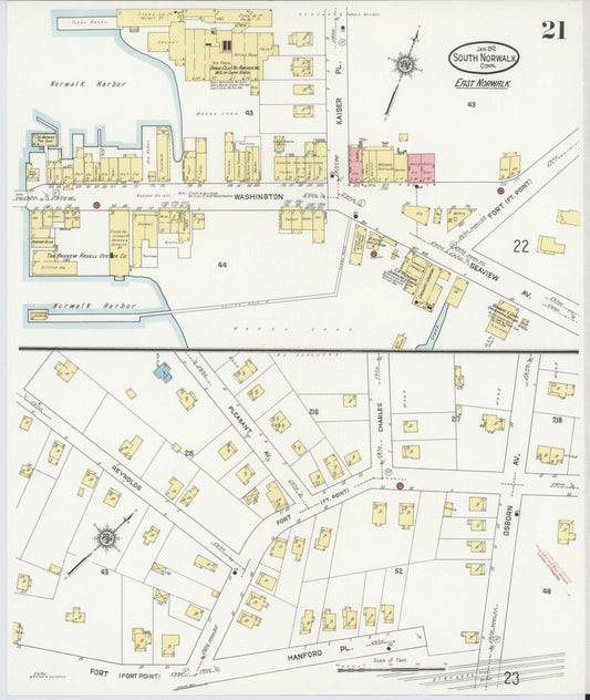 Sanborn Fire Insurance Map from South Norwalk, Fairfield County, Connecticut (1912), Sheet #0021 - Historic Sanborn Fire Insurance Map Print, vintage old map wall art, antique decor, genealogy gift, Connecticut Connecticut map