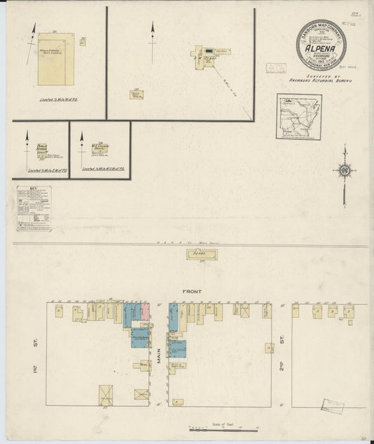 Sanborn Fire Insurance Map from Alpena, Boone County, Arkansas (1913), Sheet #0001 - Historic Sanborn Fire Insurance Map Print, vintage old map wall art, antique decor, genealogy gift, Arkansas Arkansas map