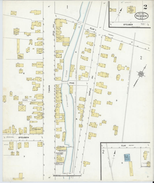 Sanborn Fire Insurance Map from Remsen, Oneida County, New York (1912), Sheet #0002 - Historic Sanborn Fire Insurance Map Print, vintage old map wall art, antique decor, genealogy gift, New York New York map