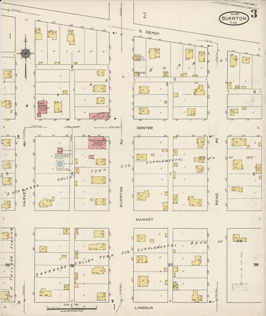 Sanborn Fire Insurance Map from Burrton, Harvey County, Kansas (1922), Sheet #0003 - Historic Sanborn Fire Insurance Map Print, vintage old map wall art, antique decor, genealogy gift, Kansas Kansas map