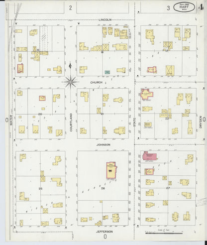 Sanborn Fire Insurance Map from Hart, Oceana County, Michigan (1900), Sheet #0004 - Historic Sanborn Fire Insurance Map Print, vintage old map wall art, antique decor, genealogy gift, Michigan Michigan map