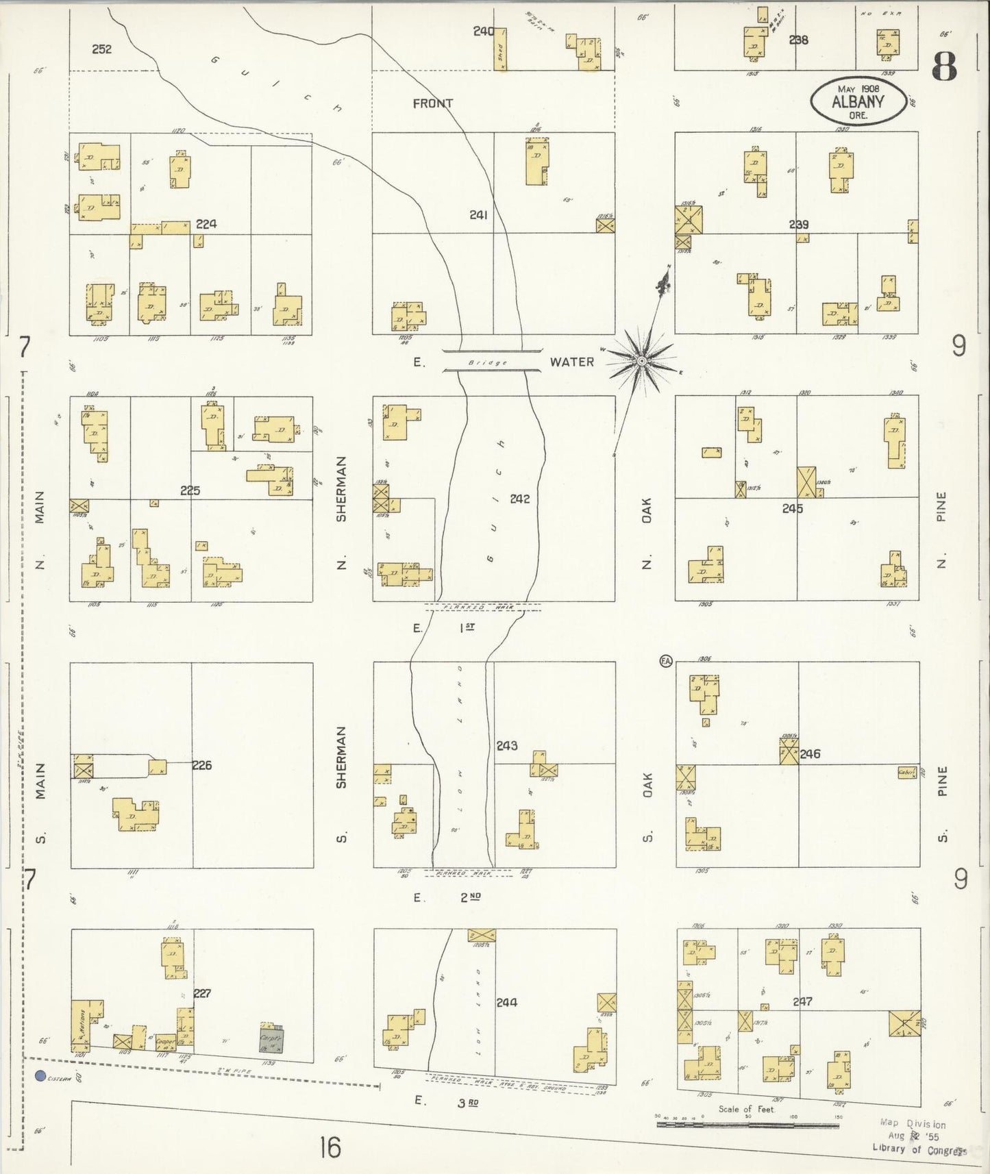 Sanborn Fire Insurance Map from Albany, Linn County, Oregon (1908), Sheet #0008 - Complete Map Set gallery image, historic Sanborn map, vintage wall art, Oregon Oregon