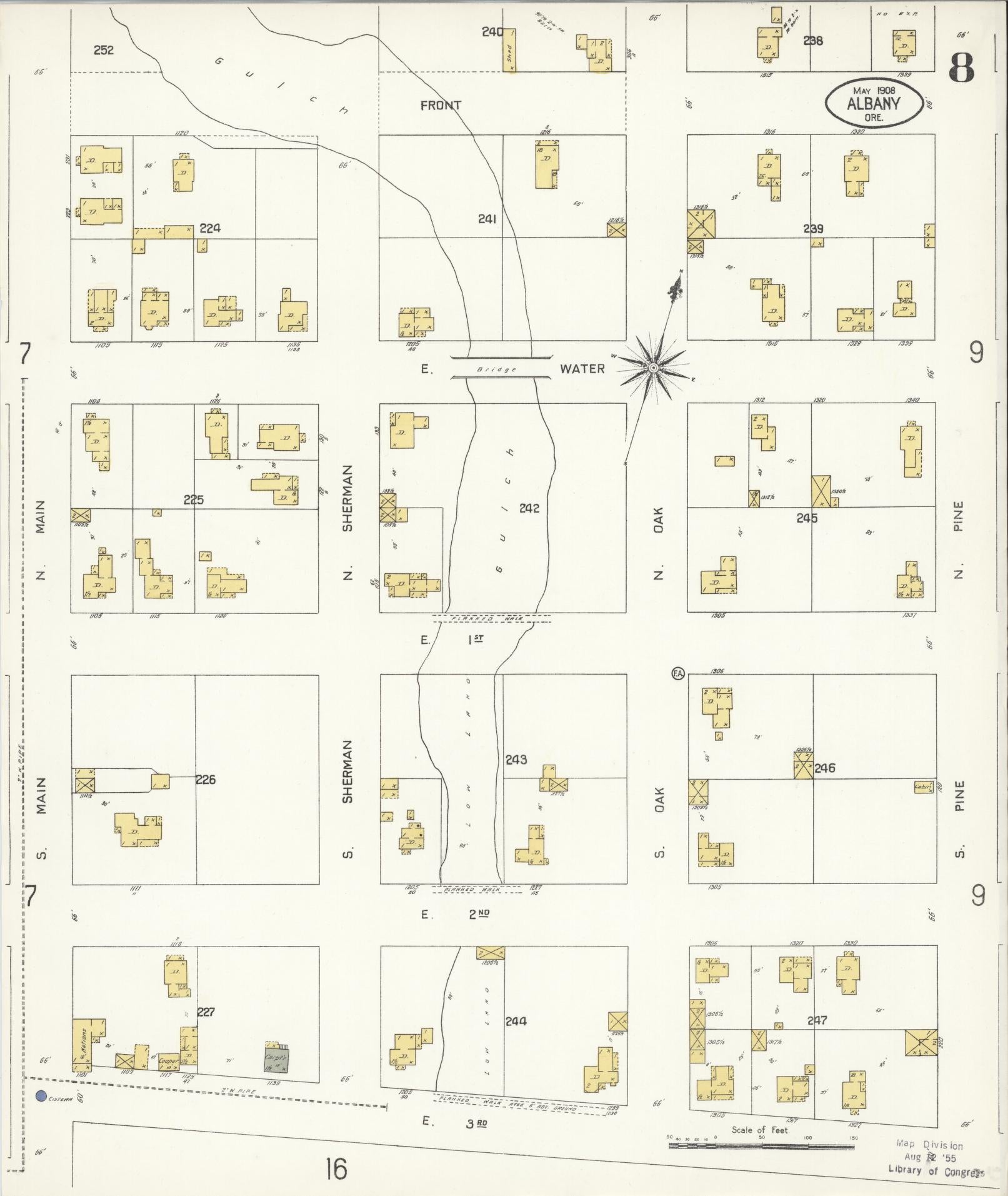 Sanborn Fire Insurance Map from Albany, Linn County, Oregon (1908), Sheet #0008 - Complete Map Set gallery image, historic Sanborn map, vintage wall art, Oregon Oregon