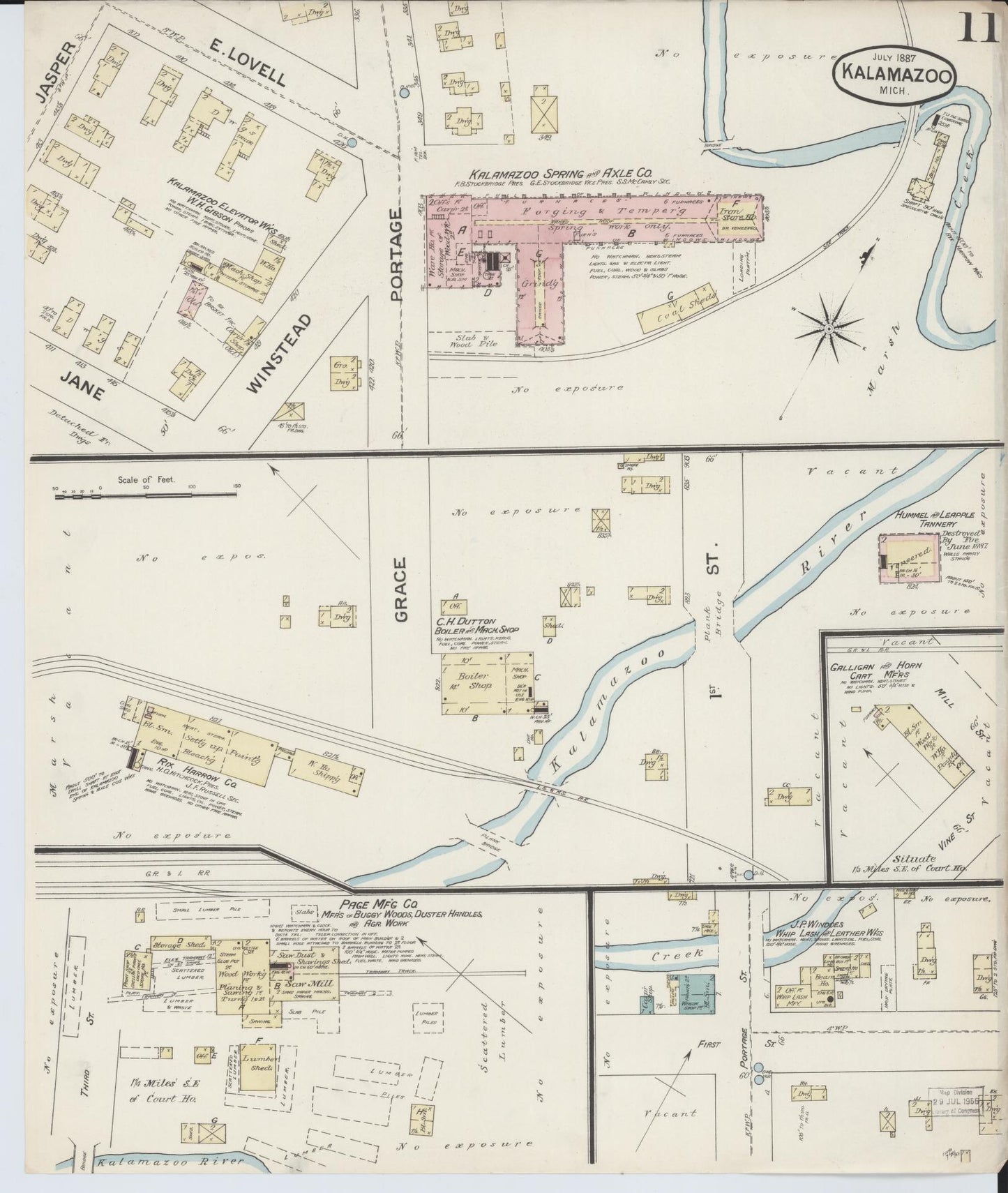 Sanborn Fire Insurance Map from Kalamazoo, Kalamazoo County, Michigan (1887), Sheet #0011 - Complete Map Set gallery image, historic Sanborn map, vintage wall art, Michigan Michigan