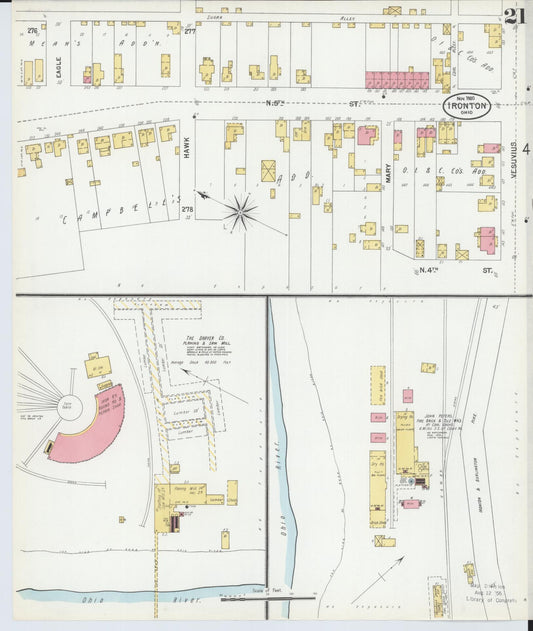 Sanborn Fire Insurance Map from Ironton, Lawrence County, Ohio (1900), Sheet #0021 - Historic Sanborn Fire Insurance Map Print, vintage old map wall art, antique decor, genealogy gift, Ohio Ohio map