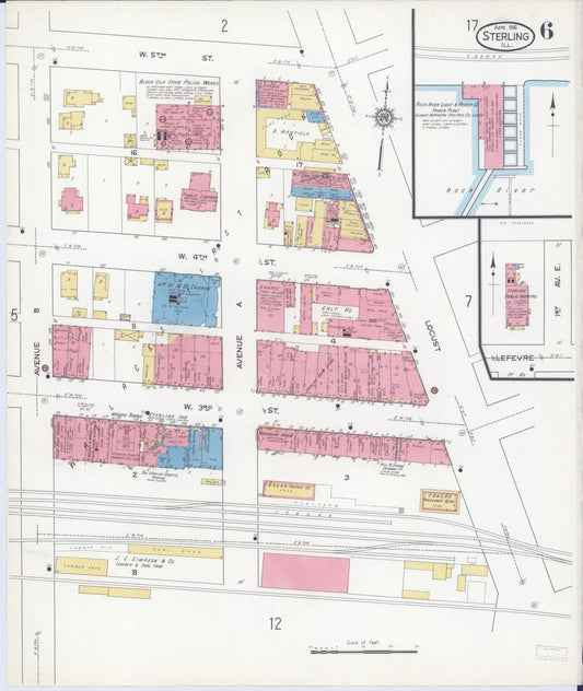 Sanborn Fire Insurance Map from Sterling, Whiteside County, Illinois (1916), Sheet #0006 - Historic Sanborn Fire Insurance Map Print, vintage old map wall art, antique decor, genealogy gift, Illinois Illinois map