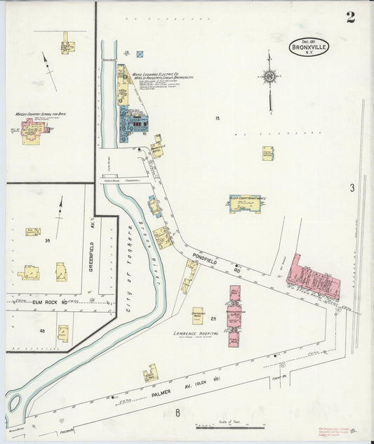 Sanborn Fire Insurance Map from Bronxville, Westchester County, New York (1911), Sheet #0002 - Historic Sanborn Fire Insurance Map Print, vintage old map wall art, antique decor, genealogy gift, New York New York map