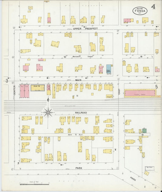Sanborn Fire Insurance Map from Fonda, Montgomery County, New York (1901), Sheet #0004 - Historic Sanborn Fire Insurance Map Print, vintage old map wall art, antique decor, genealogy gift, New York New York map
