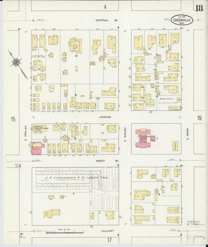 Sanborn Fire Insurance Map from Greenville, Washington County, Mississippi (1911), Sheet #0018 - Complete Map Set gallery image, historic Sanborn map, vintage wall art, Mississippi Mississippi