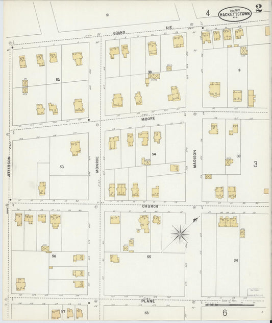 Sanborn Fire Insurance Map from Hackettstown, Warren County, New Jersey (1897), Sheet #0002 - Historic Sanborn Fire Insurance Map Print, vintage old map wall art, antique decor, genealogy gift, New Jersey New Jersey map