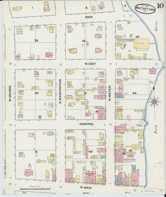 Sanborn Fire Insurance Map from Watertown, Jefferson County, Wisconsin (1890), Sheet #0010 - Historic Sanborn Fire Insurance Map Print, vintage old map wall art, antique decor, genealogy gift, Wisconsin Wisconsin map