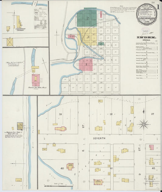 Sanborn Fire Insurance Map from Lanesboro, Fillmore County, Minnesota (1894), Sheet #0001 - Historic Sanborn Fire Insurance Map Print, vintage old map wall art, antique decor, genealogy gift, Minnesota Minnesota map