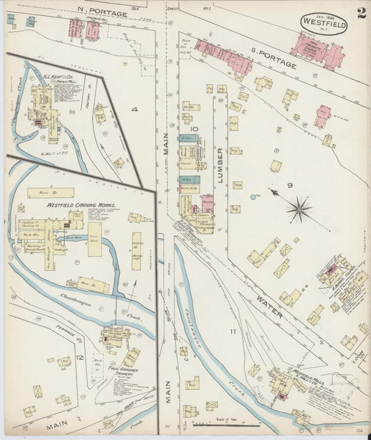 Sanborn Fire Insurance Map from Westfield, Chautauqua County, New York (1886), Sheet #0002 - Historic Sanborn Fire Insurance Map Print, vintage old map wall art, antique decor, genealogy gift, New York New York map