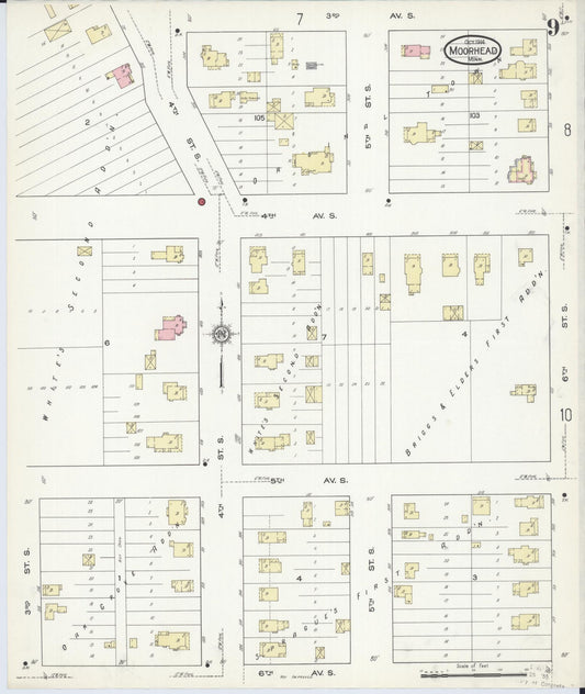 Sanborn Fire Insurance Map from Moorhead, Clay County, Minnesota (1914), Sheet #0009 - Historic Sanborn Fire Insurance Map Print, vintage old map wall art, antique decor, genealogy gift, Minnesota Minnesota map