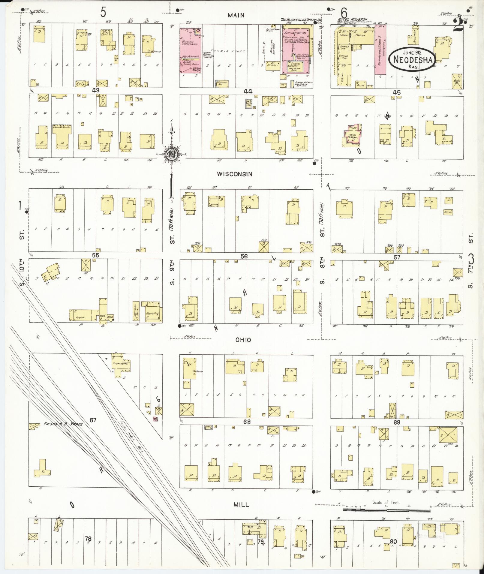 Sanborn Fire Insurance Map from Neodesha, Wilson County, Kansas (1912), Sheet #0002 - Complete Map Set gallery image, historic Sanborn map, vintage wall art, Kansas Kansas