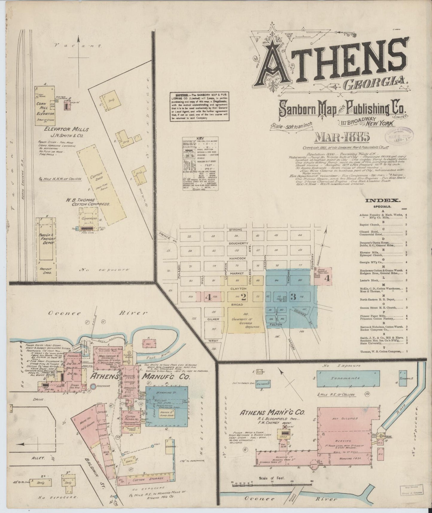Sanborn Fire Insurance Map from Athens, Clarke County, Georgia (1885), Sheet #0001 - Complete Map Set gallery image, historic Sanborn map, vintage wall art, Georgia Georgia