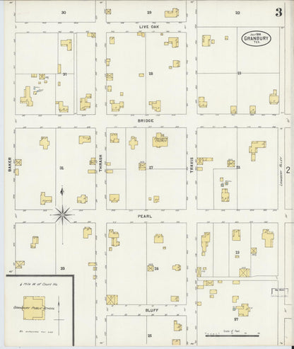 Sanborn Fire Insurance Map from Granbury, Hood County, Texas (1898), Sheet #0003 - Complete Map Set gallery image, historic Sanborn map, vintage wall art, Texas Texas
