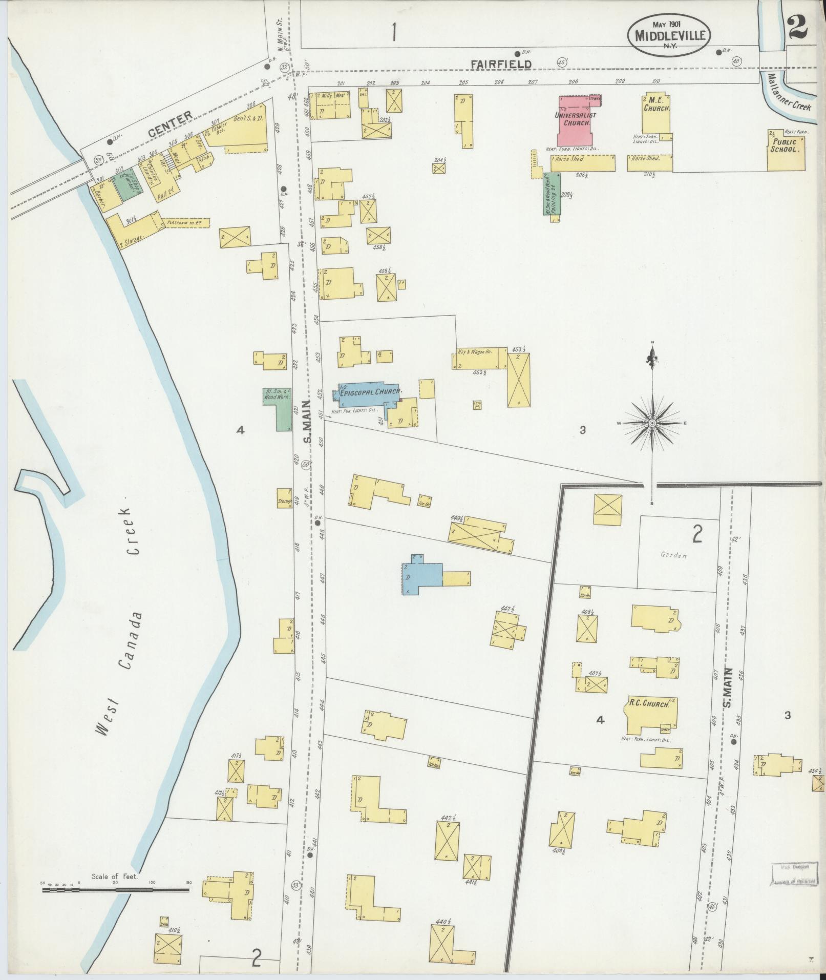 Sanborn Fire Insurance Map from Middleville, Herkimer County, New York (1901), Sheet #0002 - Complete Map Set gallery image, historic Sanborn map, vintage wall art, New York New York